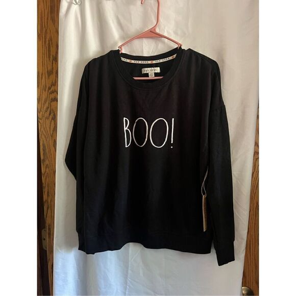 Rae Dunn Boo! Black Crewneck Woman’s Size Medium NEW - Picture 1 of 6
